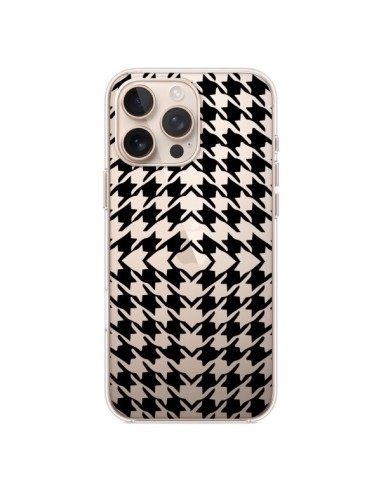 Coque iPhone 16 Pro Max Vichy Carre Noir Transparente - Petit Griffin