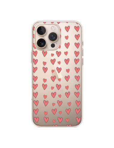 Coque iPhone 16 Pro Max Coeurs Heart Love Amour Rouge Transparente - Petit Griffin