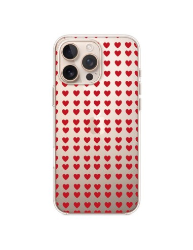 Coque iPhone 16 Pro Max Coeurs Heart Love Amour Red Transparente - Petit Griffin