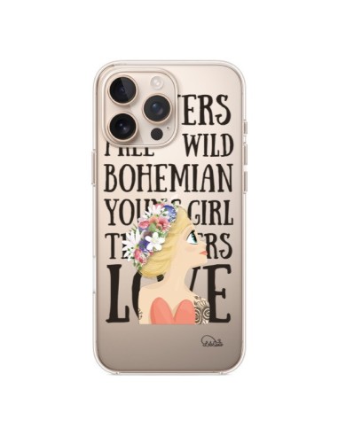 Coque iPhone 16 Pro Max Flowers Love Transparente - Lolo Santo