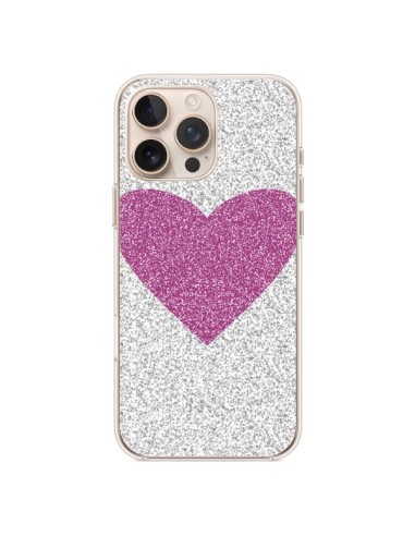 Coque iPhone 16 Pro Max Coeur Rose Argent Love - Mary Nesrala