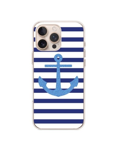 Coque iPhone 16 Pro Max Ancre Voile Marin Navy Blue - Mary Nesrala