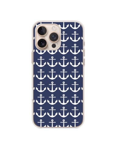 Coque iPhone 16 Pro Max Ancre Marin Bleu Anchors Navy - Mary Nesrala