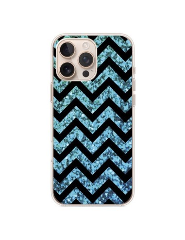 Coque iPhone 16 Pro Max Chevron Aqua Sparkle Triangle Azteque - Mary Nesrala