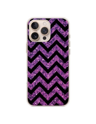 Coque iPhone 16 Pro Max Chevron Purple Sparkle Triangle Azteque - Mary Nesrala