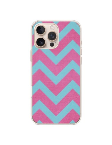 Coque iPhone 16 Pro Max Strawberry Chevron Rose Bleu - Mary Nesrala