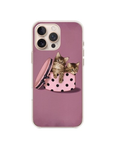 Coque iPhone 16 Pro Max Chaton Chat Kitten Boite Pois - Maryline Cazenave