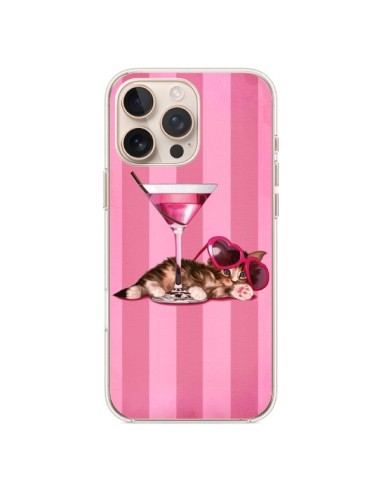 Coque iPhone 16 Pro Max Chaton Chat Kitten Cocktail Lunettes Coeur - Maryline Cazenave