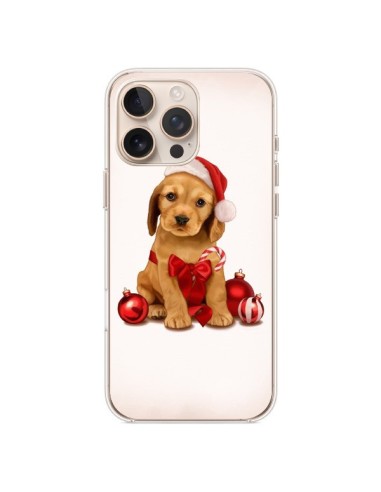 Coque iPhone 16 Pro Max Chien Dog Pere Noel Christmas Boules Sapin - Maryline Cazenave