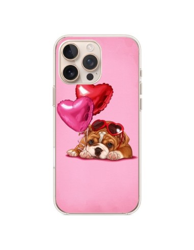 Coque iPhone 16 Pro Max Chien Dog Lunettes Coeur Ballon - Maryline Cazenave