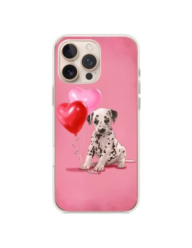 Coque iPhone 16 Pro Max Chien Dog Dalmatien Ballon Coeur - Maryline Cazenave