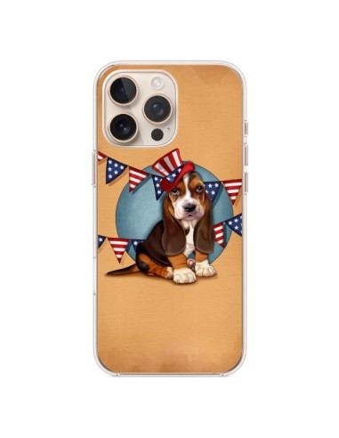 Coque iPhone 16 Pro Max Chien Dog USA Americain - Maryline Cazenave