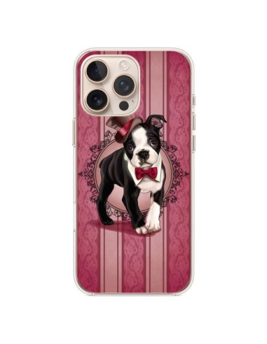 Coque iPhone 16 Pro Max Chien Dog Gentleman Noeud Papillon Chapeau - Maryline Cazenave