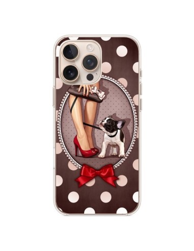 Coque iPhone 16 Pro Max Lady Jambes Chien Dog Pois Noeud papillon - Maryline Cazenave