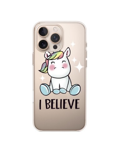 Cover iPhone 16 Pro Max Unicorno I Believe Trasparente - Maryline Cazenave