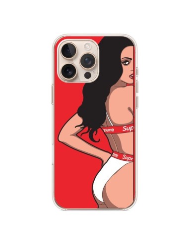 Coque iPhone 16 Pro Max Pop Art Femme Rouge - Mikadololo