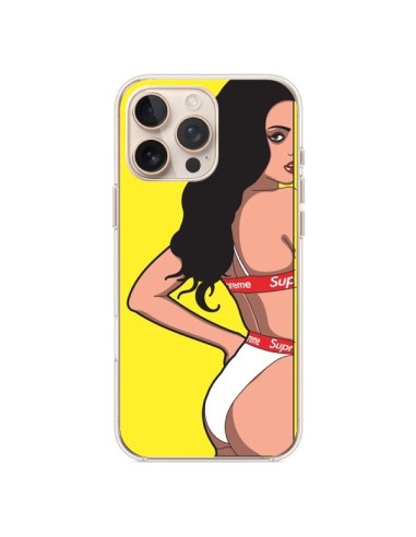 Coque iPhone 16 Pro Max Pop Art Femme Jaune - Mikadololo