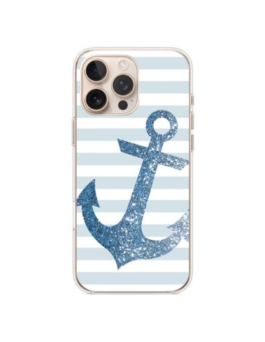 Coque iPhone 16 Pro Max Ancre Bleu Navire - Monica Martinez