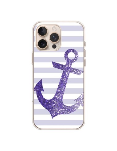 Coque iPhone 16 Pro Max Ancre Violet Navire - Monica Martinez