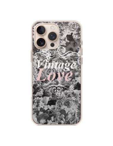 Coque iPhone 16 Pro Max Vintage Love Noir Flower - Monica Martinez