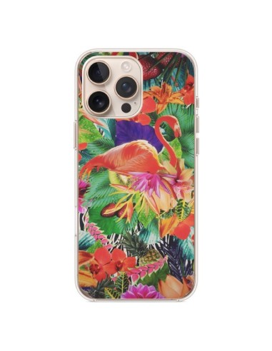 Coque iPhone 16 Pro Max Tropical Flamant Rose - Monica Martinez