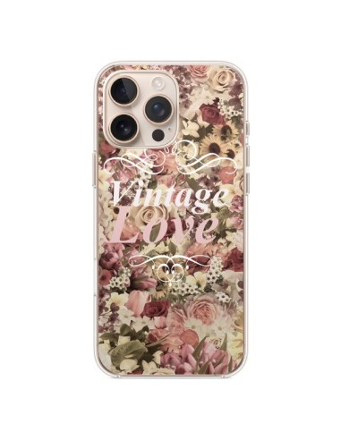 Coque iPhone 16 Pro Max Vintage Love Flower - Monica Martinez