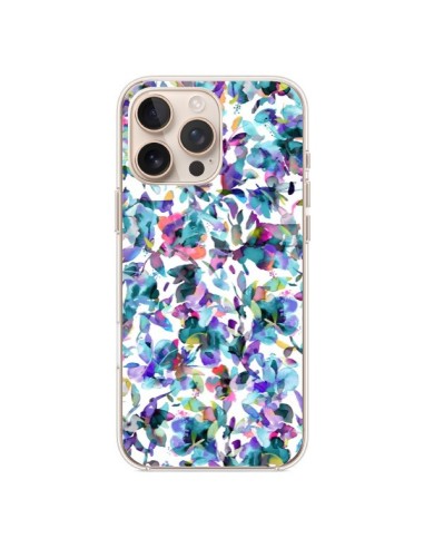 Coque iPhone 16 Pro Max Aquatic Flowers Blue - Ninola Design