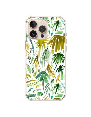 Coque iPhone 16 Pro Max Brushstrokes Tropical Palms Green - Ninola Design