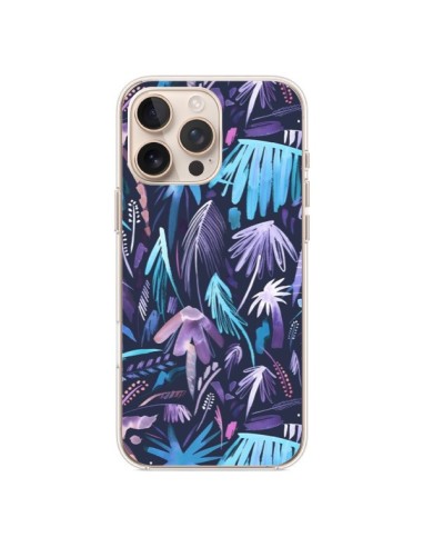 Coque iPhone 16 Pro Max Brushstrokes Tropical Palms Navy - Ninola Design