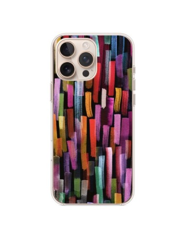 Coque iPhone 16 Pro Max Colorful Brushstrokes Black - Ninola Design