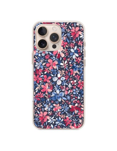 Coque iPhone 16 Pro Max Colorful Little Flowers Navy - Ninola Design