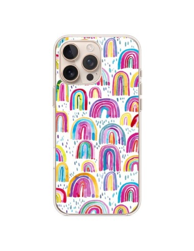 Coque iPhone 16 Pro Max Cute Watercolor Rainbows - Ninola Design