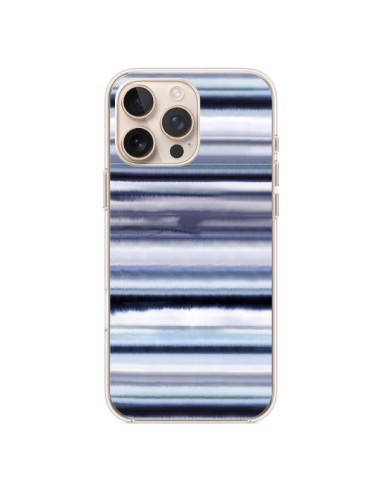 Coque iPhone 16 Pro Max Degrade Stripes Watercolor Navy - Ninola Design