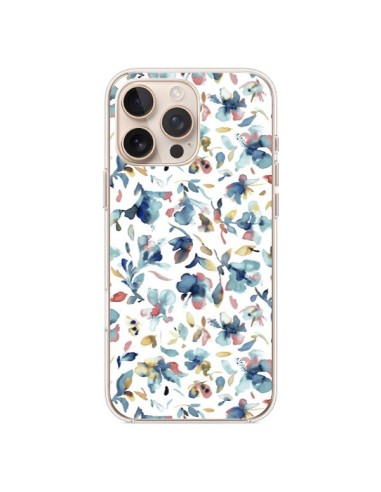 Coque iPhone 16 Pro Max Watery Hibiscus Blue - Ninola Design