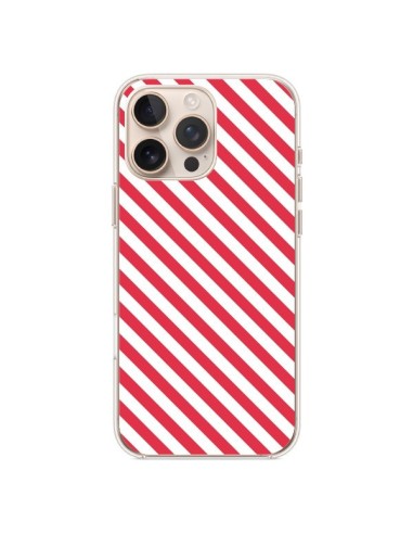 iPhone 16 Pro Max Case Striped Candy Pink and White - Nico