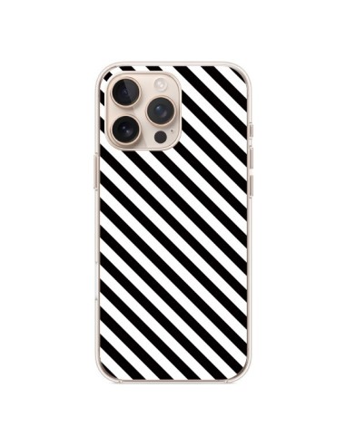 Coque iPhone 16 Pro Max Bonbon Candy Noire et Blanche Rayée - Nico