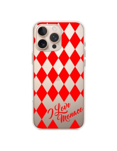 Coque iPhone 16 Pro Max I Love Monaco et Losange Rouge - Nico