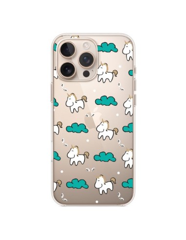 Coque iPhone 16 Pro Max Licorne et Nuages Transparente - Nico