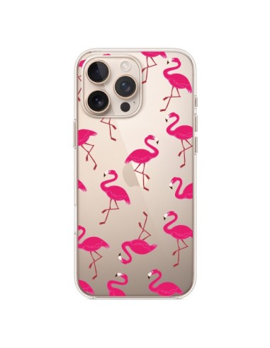 Coque iPhone 16 Pro Max flamant Rose et Flamingo Transparente - Nico