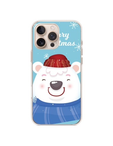 Coque iPhone 16 Pro Max Ours Blanc de Noël Merry Christmas - Nico