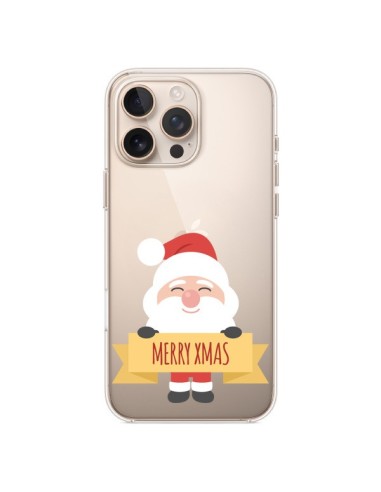 Coque iPhone 16 Pro Max Père Noël Merry Christmas transparente - Nico