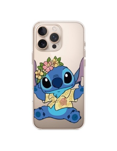 Coque iPhone 16 Pro Max Stitch de Lilo et Stitch Aloha transparente - Nico