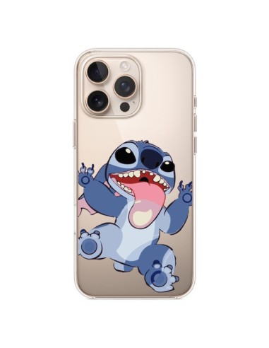 Coque iPhone 16 Pro Max Mini Stitch de Lilo et Stitch Langue transparente - Nico