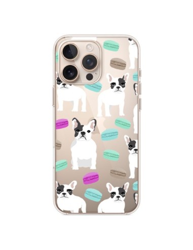 Coque iPhone 16 Pro Max Chiens Bulldog Français Macarons Transparente - Pet Friendly