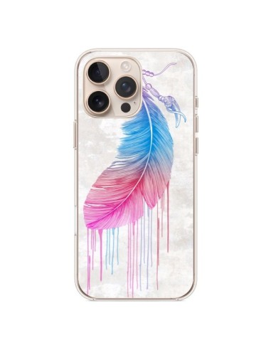 Coque iPhone 16 Pro Max Plume arc-en-ciel - Rachel Caldwell