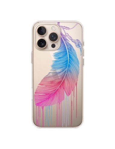 Coque iPhone 16 Pro Max Plume Feather Arc en Ciel Transparente - Rachel Caldwell