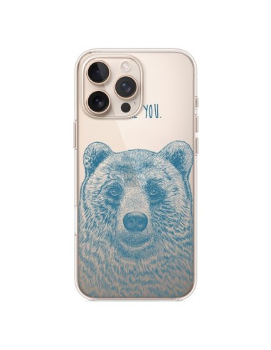 Coque iPhone 16 Pro Max I Love You Bear Ours Ourson Transparente - Rachel Caldwell