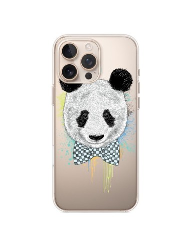 Coque iPhone 16 Pro Max Panda Noeud Papillon Transparente - Rachel Caldwell