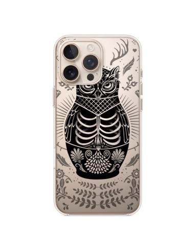 Coque iPhone 16 Pro Max Owl Chouette Hibou Squelette Transparente - Rachel Caldwell