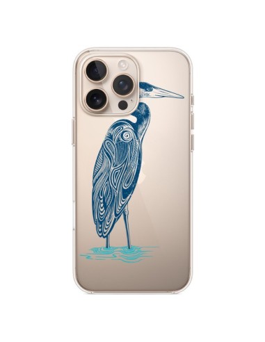 Coque iPhone 16 Pro Max Heron Blue Oiseau Transparente - Rachel Caldwell